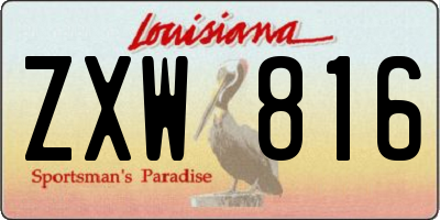 LA license plate ZXW816