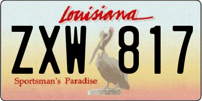 LA license plate ZXW817