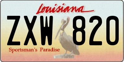 LA license plate ZXW820