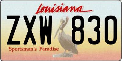 LA license plate ZXW830