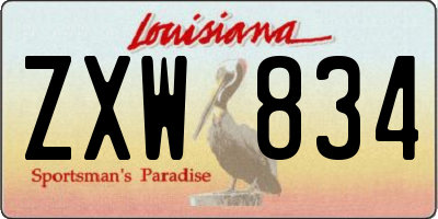 LA license plate ZXW834