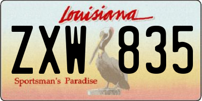 LA license plate ZXW835