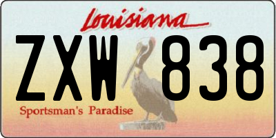 LA license plate ZXW838