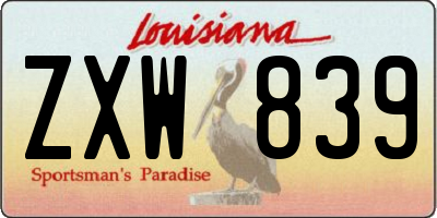 LA license plate ZXW839