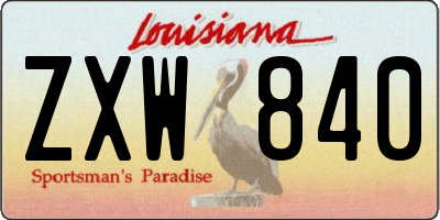 LA license plate ZXW840