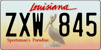 LA license plate ZXW845