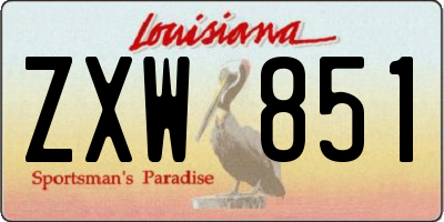 LA license plate ZXW851