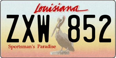 LA license plate ZXW852