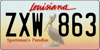 LA license plate ZXW863