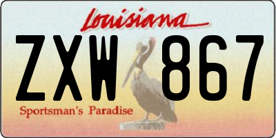 LA license plate ZXW867