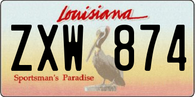 LA license plate ZXW874