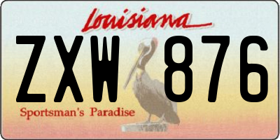 LA license plate ZXW876