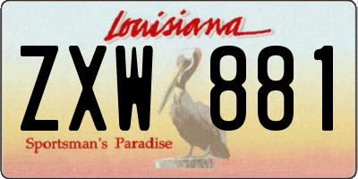 LA license plate ZXW881