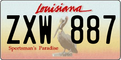 LA license plate ZXW887