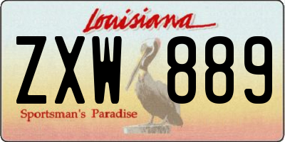 LA license plate ZXW889