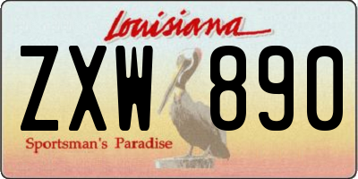 LA license plate ZXW890