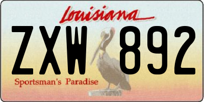 LA license plate ZXW892