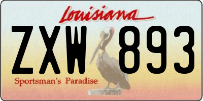 LA license plate ZXW893