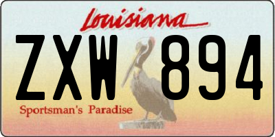 LA license plate ZXW894