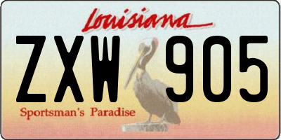 LA license plate ZXW905