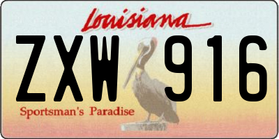 LA license plate ZXW916