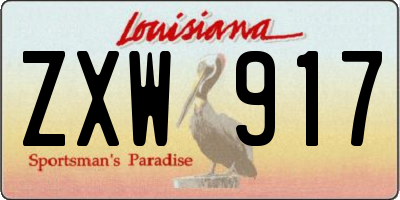 LA license plate ZXW917