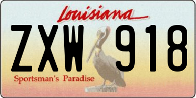 LA license plate ZXW918