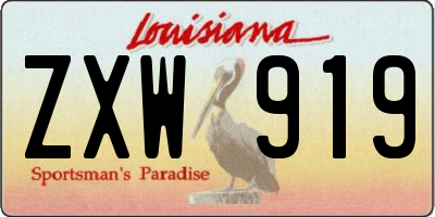 LA license plate ZXW919