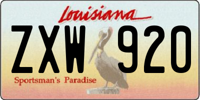 LA license plate ZXW920