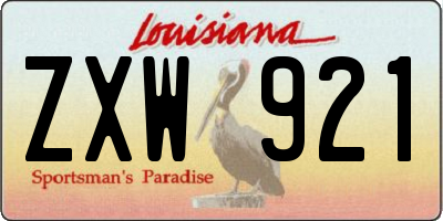 LA license plate ZXW921