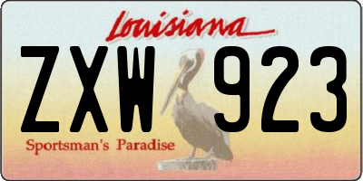 LA license plate ZXW923