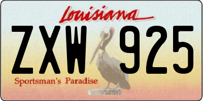 LA license plate ZXW925