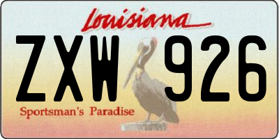 LA license plate ZXW926