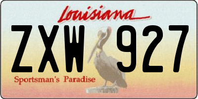 LA license plate ZXW927