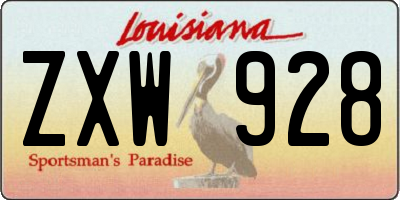 LA license plate ZXW928