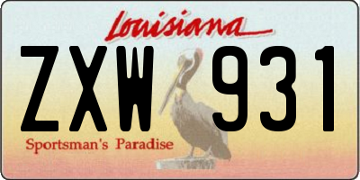 LA license plate ZXW931