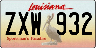 LA license plate ZXW932