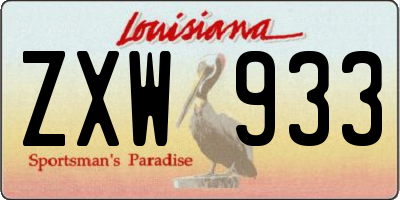 LA license plate ZXW933