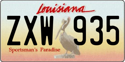 LA license plate ZXW935