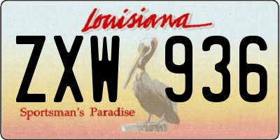 LA license plate ZXW936