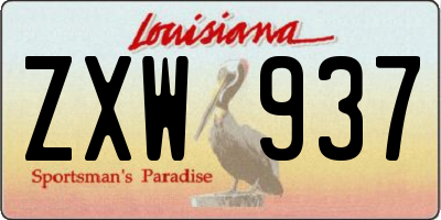 LA license plate ZXW937