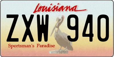 LA license plate ZXW940