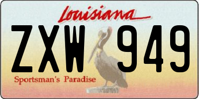 LA license plate ZXW949