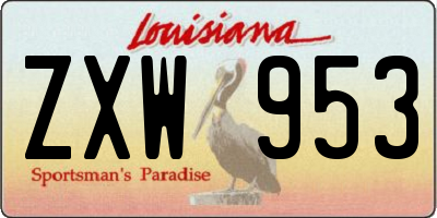 LA license plate ZXW953