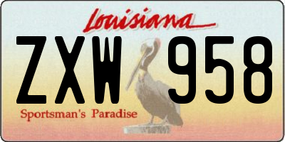 LA license plate ZXW958