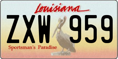 LA license plate ZXW959