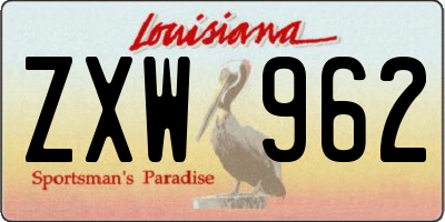 LA license plate ZXW962