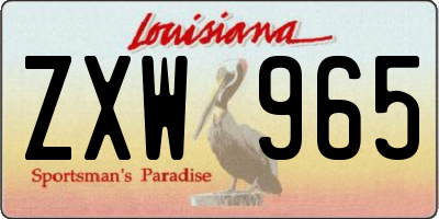 LA license plate ZXW965