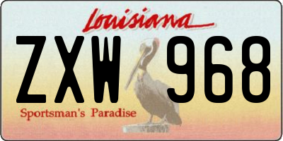 LA license plate ZXW968