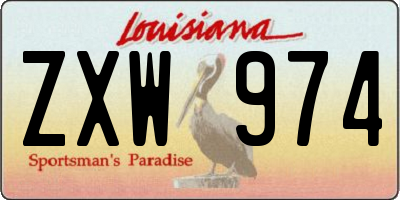 LA license plate ZXW974
